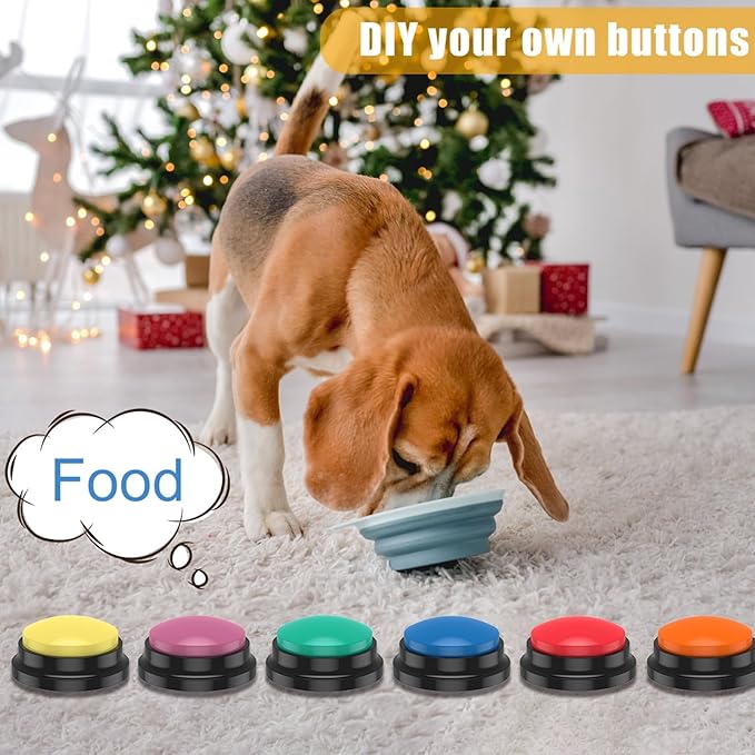 6Pcs Dog Talking Button Recordable Dog Communication Button Colorful Pet Training Buttons Battery Powered Pet Training Buzzer Clear Recording Dog Button Easy to Use for Dogs Pets Speech Home