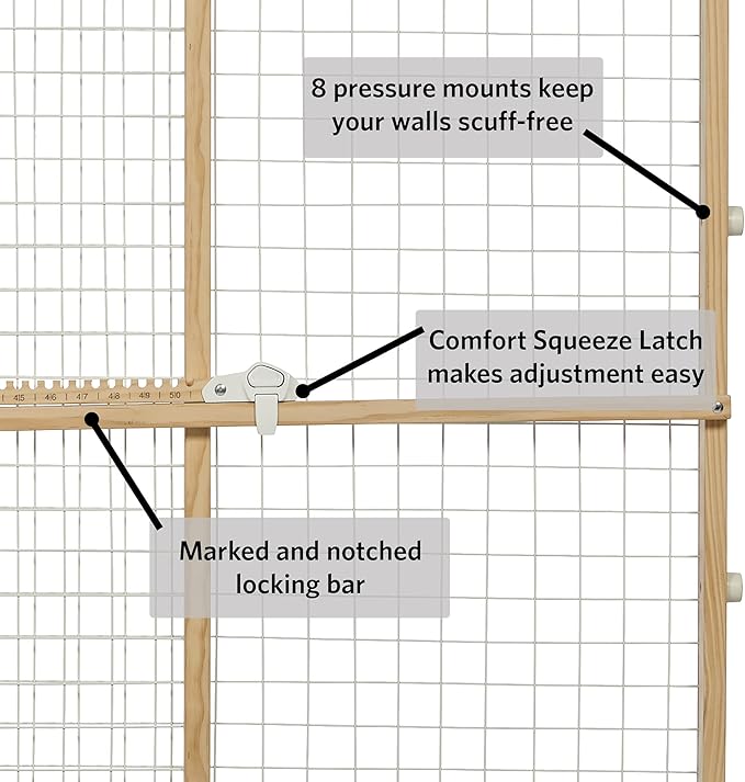 MidWest Homes for Pets Wire Mesh Pet Safety Gate, Dog Gate Expands From 29 - 50 Inches Wide, 44 Inches Tall, Wood, Powder Coated Wire