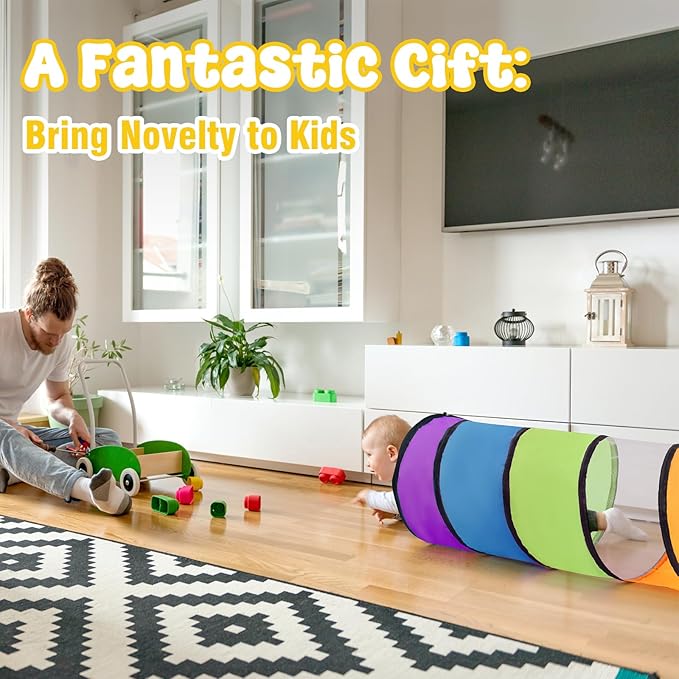 2 Pack Kids Play Tunnel,Pop Up Crawl Through Tunnel Play Tent for Baby Kids Children or Pet,Opening Crawl Tunnel Toy with Breathable Mesh Game Tent Toy Girl Boy Gift