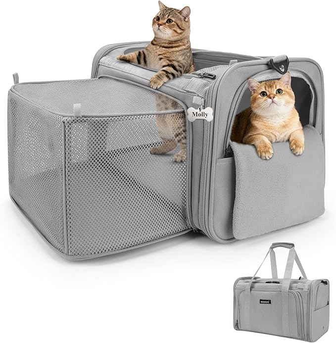 MIDOG Cat Carrier Soft for Small to Medium-Sized Cats,Up to 15 Lbs, TSA Airline Approved Soft Sided Pet Carrier,Collapsible Travel Cat Carry Bag(Grey)
