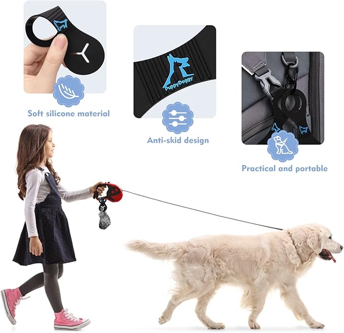 Dog Poop Bag Holder for Leash Waste Bag Carrier Dog Poop Bag Dispenser for Walking Running Bicycle Accessory 4 pieces (Pink)