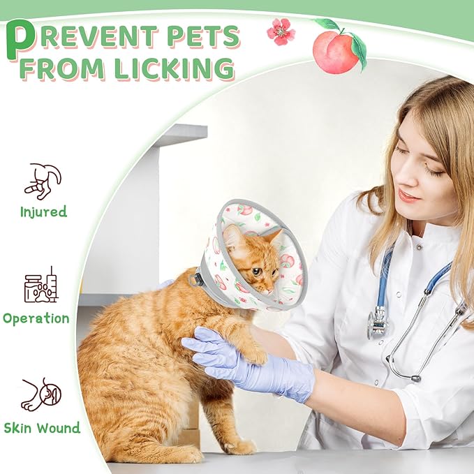 Cat Cone Collar Soft to Stop Licking, Adjustable, Foldable Lightweight Kitten Cones After Surgery Recovery for Cats & Kittens, Cat Cone Alternative, Easy Eating (PinkWhite, L)
