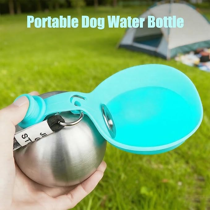 2 in 1 Portable Tumbler for Dogs, 2026 New Dog Water Bottle Portable with Foldable Bowl, 285ml Stainless Steel Pet Water Bottle, Ideal for Walking, Hiking & Travels (Pink)