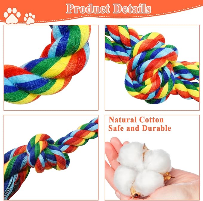 ASOCEA 5 Pack Dog Rope Toys Cotton Puppy Teething Rope Durable Chew Toys for Boredom Small Dogs Puppies Interactive Tug Toy for Training Fetching (Colorful)