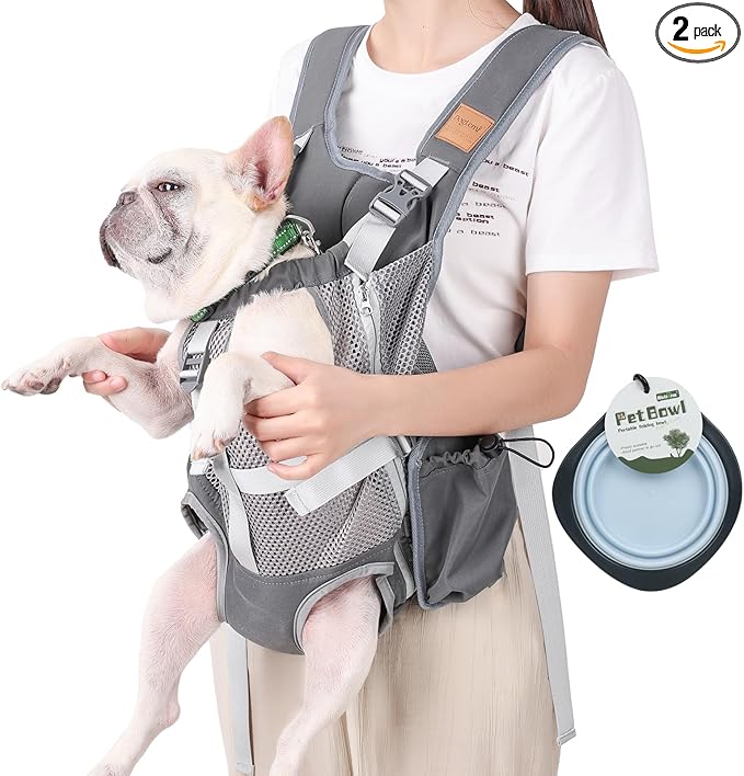 Dog Carrier Backpack - Legs Out Front Facing Pet Carrier Backpack for Small Medium Dogs, Hands-Free Dog Front Carrier, Easy-fit Adjustable Dog Carrying Backpack for Walking Hiking Bike and Motorcycle