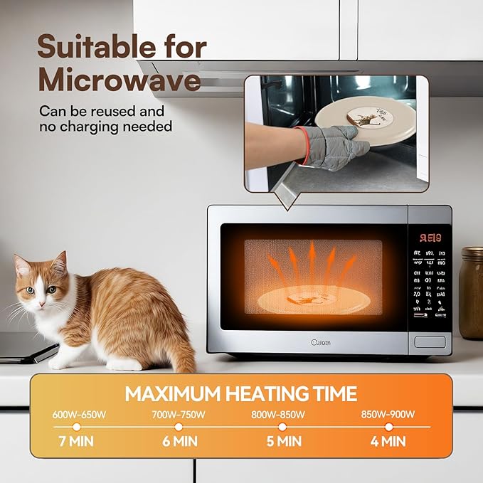 ALL FOR PAWS Heated Cat Bed Indoor, Microwavable Heating Pads for Cats, Puppies & Small Pets, Non-Electric Heating Dog Bed with 2 Cozy Covers, Safe & Long-Lasting Warmth