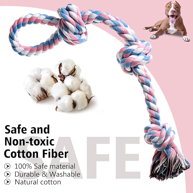XIGOU Indestructible Dog Toys - Tough Puppy Chew Toys for Aggressive Chewers, Dental Cleaning Tug of War Toy, Great for Small to Large Breeds
