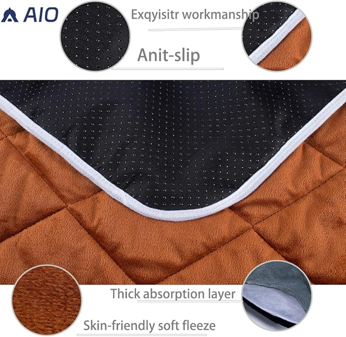 Washable Anti-Slip Kennel Mat for Medium Small Dogs and Big Cats Kennel pad Crate Pad Heated Cat Bed Self Warming Non-Electric Pet Warming Pad Brown 19.69 * 27.56inch