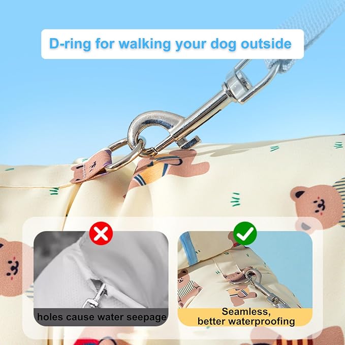 Small Dog Raincoat, Tail Protect Feet Cover Waterproof Dog Rain Jacket Dog Rain Coat for Puppy Small Dogs (Yellow Beaar,XXL)