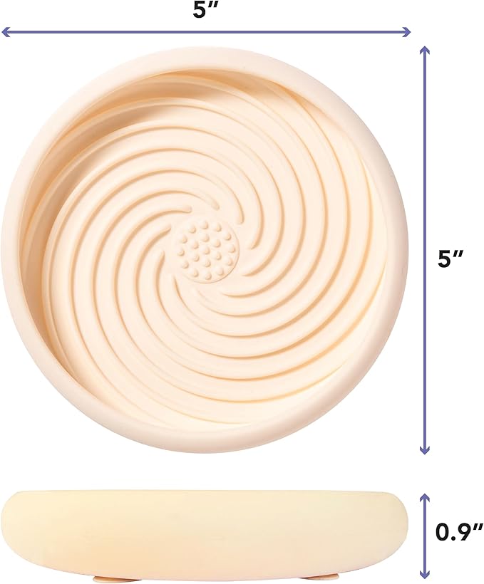 Awoo Lick Dish - Silicone Lick Mat + Slow Feeder for Cats & Small Dogs - Non-Slip Design with Suction Cups - Dishwasher Safe, Extends Mealtime, Reduces Anxiety (Almond)