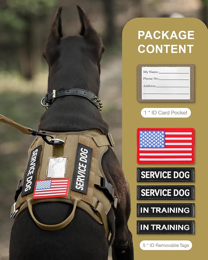 FAYOGOO Tactical Dog Harness for Large Dogs - Heavy Duty Dog Harness Escape Proof with Handle - No Pull Military Service Dog Vest with Removable Patches for Walking,Training,Hiking