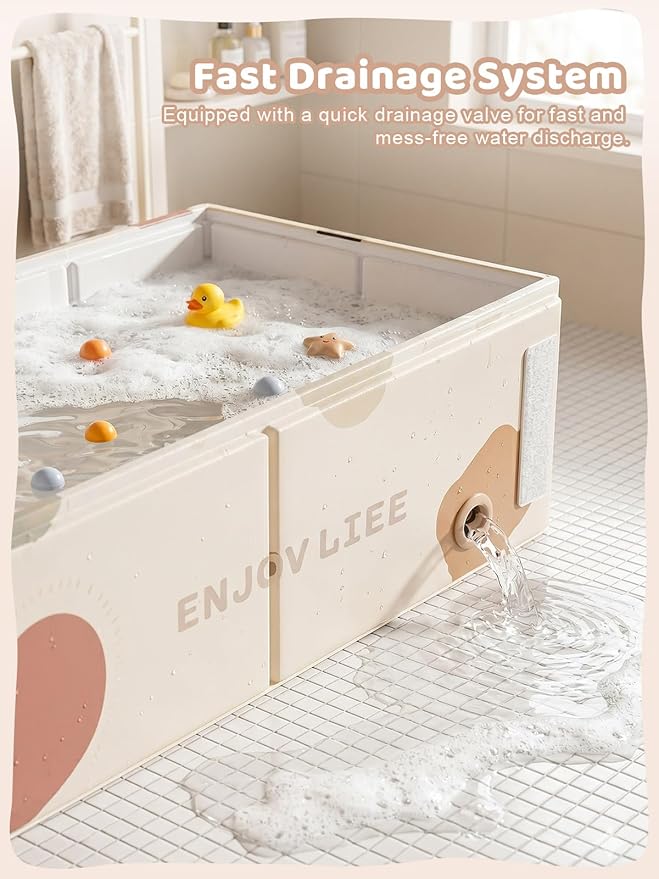 Collapsible Pet Bathtub with Side Drain Plug,Easy Hanging, Foldable Portable Tub for Dogs Bath, Non-Slip Rigid Waterproof Dog Bath Tub for Home, for Small Dogs, Medium Dogs & Cats (Apricot2)