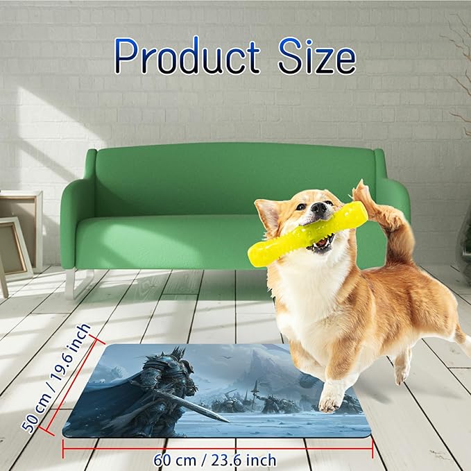 Dog Food Mat, 19.6" x 23.6" Absorbent Pet Feeding Mat for Food and Water, Waterproof Diatom Mud Pet Placemat with Non-Slip Rubber Backing, Easy Clean Cat Bowl Mat for Floors - Snow Dragon Man