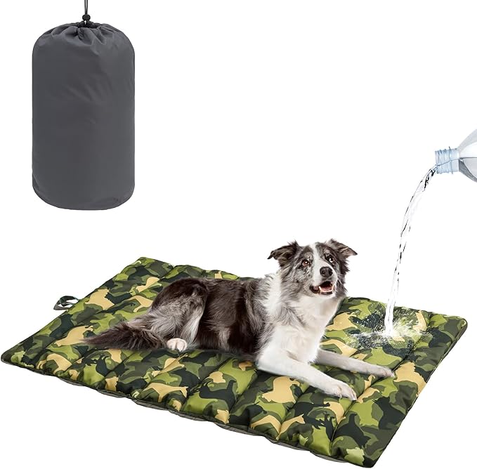 BEAUTYZOO Outdoor Dog Bed Waterproof, Camping Dog Bed Reversible, Portable Travel Bed with Carry Bag- Machine Washable, Durable, Foldable Pet Blanket for Medium Large Dogs, 26" x 43" Camouflage