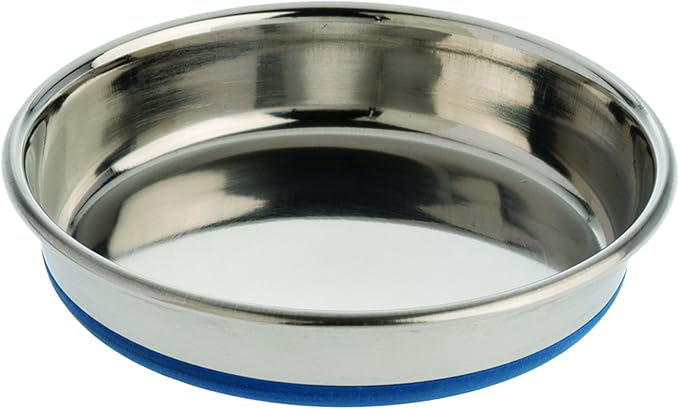 Our Pets DuraPet Stainless Steel Non-Slip (Cat Food Bowl or Water Bowl) (Holds up to 1 Cup of Wet or Dry Food) Easy to Clean