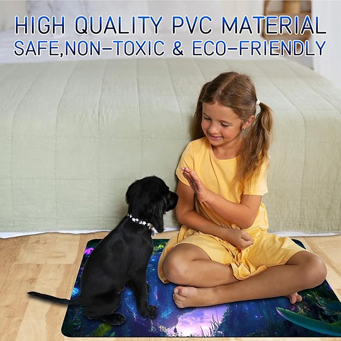 Dog Food Mat, 19.6" x 23.6" Absorbent Pet Feeding Mat for Food and Water, Waterproof Diatom Mud Pet Placemat with Non-Slip Rubber Backing, Easy Clean Cat Bowl Mat for Floors - Purple Forest