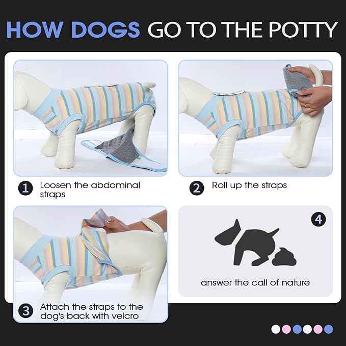FUAMEY Recovery Suit for Dogs After Surgery,Soft Breathable Dog Bodysuit E-Collar & Cone Alternative Surgical Suit,Male Neuter Suits Spay Recovery Suit Female Onesie Blue Yellow Stripes XL