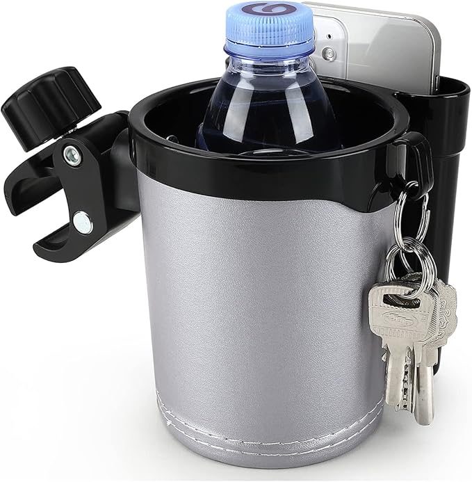 Accmor Stroller Cup Holder with Phone Keys Holder, 3-in-1 Universal Cup Holder, Drinks Bottle Holder for Stroller, Bike, Wheelchair, Walker, Scooter