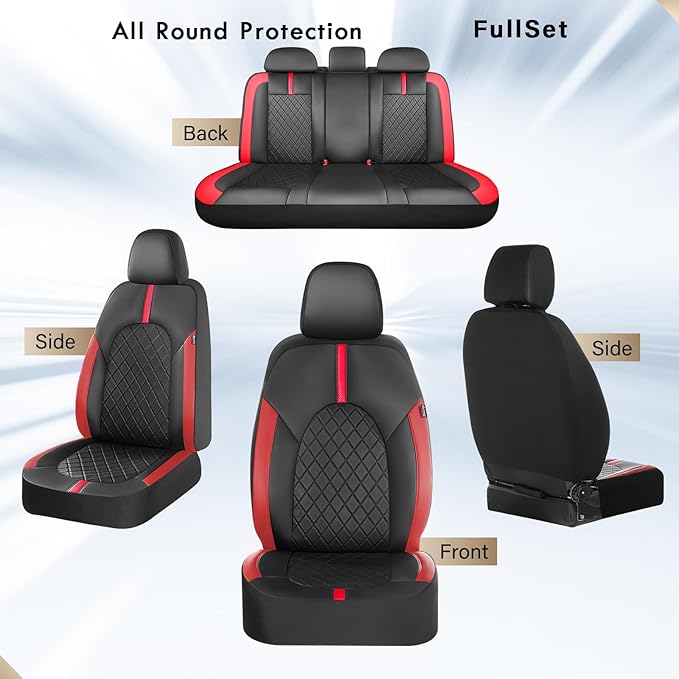 Coverado Car Seat Covers Front Seats, Car Seat Cover, Car Seat Protector Waterproof, Car Seat Cushion Red Seat Covers Carseat Cover Universal Fit for Most Cars