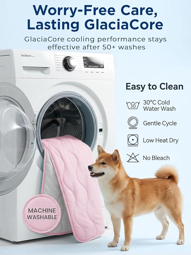 Dog Cooling Mat for Large Dogs, 42"x28" Breathable Self Cooling Crate Mat for Dogs & Cats, QMAX>0.5 Portable Washable Pet Cooling Mat for Dog Bed Thickened Cool Fiber Indoor/Outdoor Summer,Pink