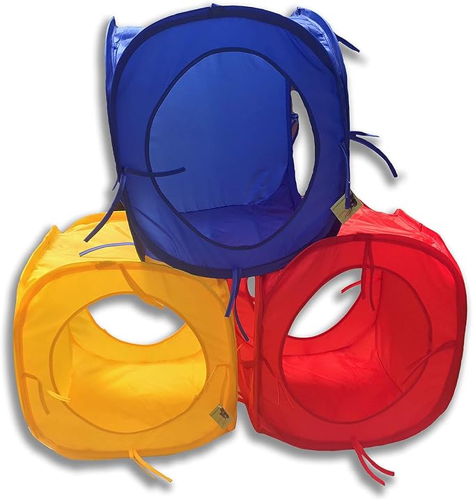Rainbow Pop Collapsible Cubes Play Tunnel for Cats Color:Red Size:Pack of 2