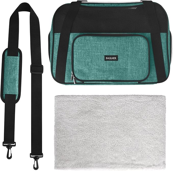 BAGLHER Pet Travel Carrier, Cat Carriers Dog Carrier for Small Medium Cats Dogs Puppies, Airline Approved Small Dog Carrier Soft Sided, Collapsible Puppy Carrier. Green