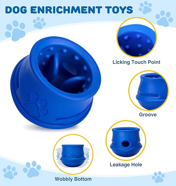 Rubber Dog Enrichment Toys, Stuffable Interactive Dog Toys to Keep Them Busy - Puzzle Slow Feeder & Anxiety Relief & Long-Lasting - Frozen Dog Licking Toy, Dishwasher Safe, Navy, M