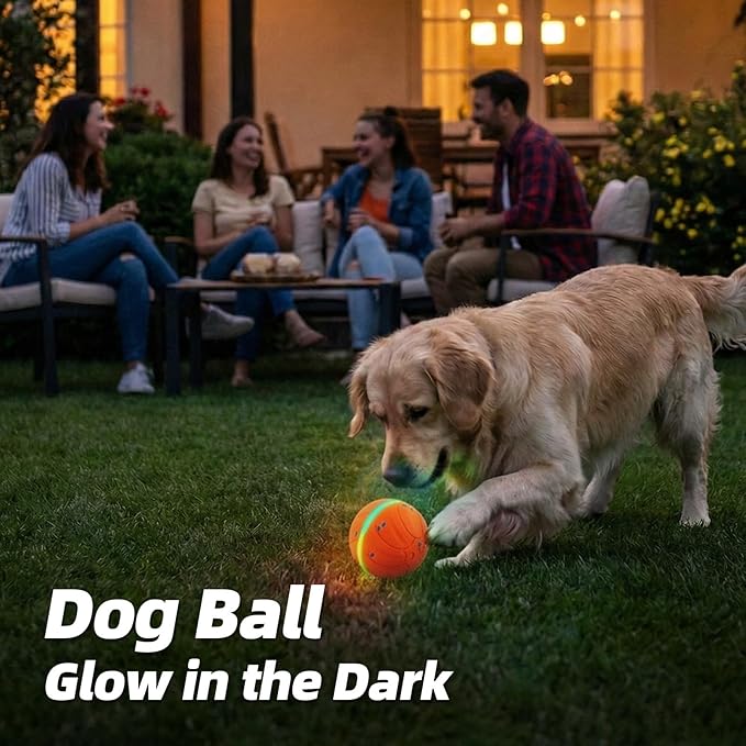 3.5 Inch Interactive Dog Toys, Automatic Moving Balls for Dogs, 3-Modes with Colorful Lights , Durable E-TPU Material, Active Self Rolling, Bouncing, and Rotating Dog Toy to Keep Them Busy, Orange