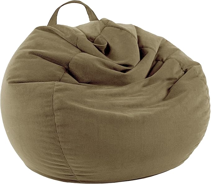 LPMOERA Stuffed Animal Storage Bean Bag Chair Cover (No Filler) For Kids and Adults.Soft Stuffable Bean Bag For Organizing Children Plush Toys or Memory Foam Taupe L for Adults