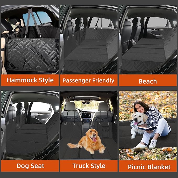 MIROZO Back Seat Extender for Dogs,Dog Car Seat Cover for Pets,600D Heavy Duty Seat Cover for Dogs, 100% Waterproof Dog Seat Covers for Cars, Durable Car Seat Protector for Pet Sedan SUV Trucks