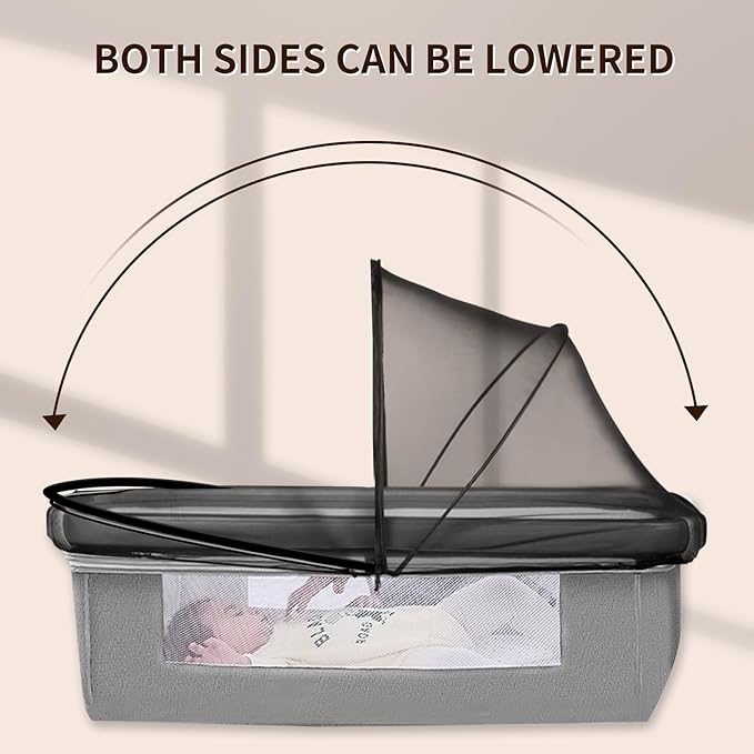 DUOMI Bassinet Cover with Two-Way Zipper,Portable Bassinet Mosquito Net Cover for Cats to Keep Pets Out(Black)
