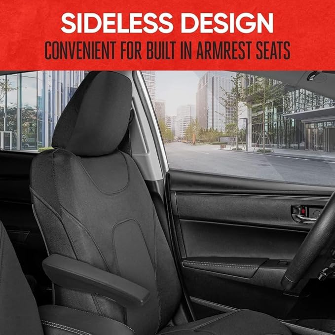 Motor Trend AquaShield Waterproof Front Seat Covers, Black Seat Covers for Cars – Neoprene Front Car Seats Cover, SUV Seat Covers Protector - Car Interior Cover for Auto, Trucks, & Dog Owners