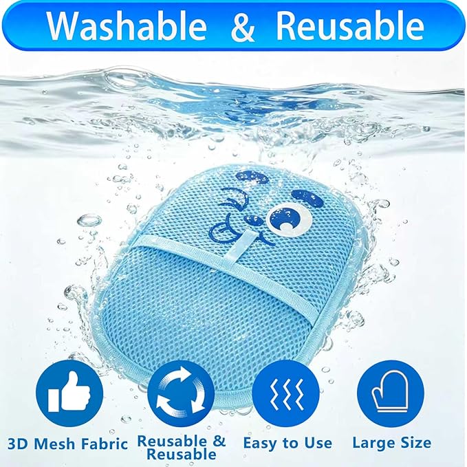 Pet Hair Removal Glove for Cats & Dogs, Reusable Electrostatic Fur Remover for Couch, Carpet, Clothing & Car Seat, Thickened Washable Fabric Cleaner with Hanging Loop, Blue Cozy Home