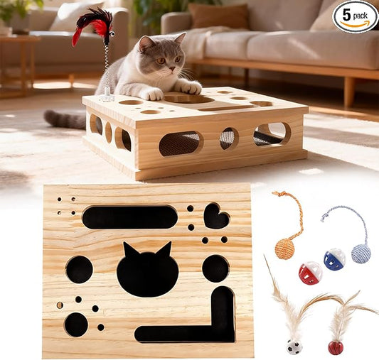 2026 New Model Cat Nail File Enrichment Box Cat Nail File Box with Sandpaper Stress-Free Alternative to Trimming Nails, Cat Toys Interactive for Indoor Cats Nail Scratcher