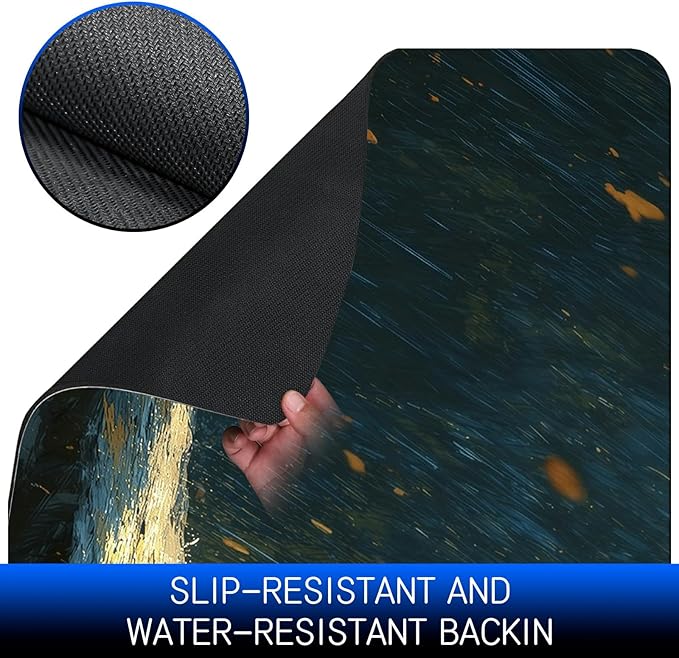 Dog Food Mat, 15.7" x 23.6" Absorbent Pet Feeding Mat for Food and Water, Waterproof Diatom Mud Pet Placemat with Non-Slip Rubber Backing, Cat Bowl Mat for Floors - Hamster Raindrops