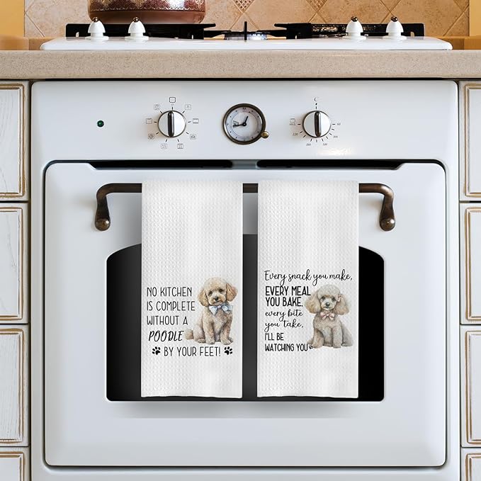 Poodle Kitchen Towels - Set of 2, 16x24 Inches with Poodle Decor, Ideal Dog Lover Gifts