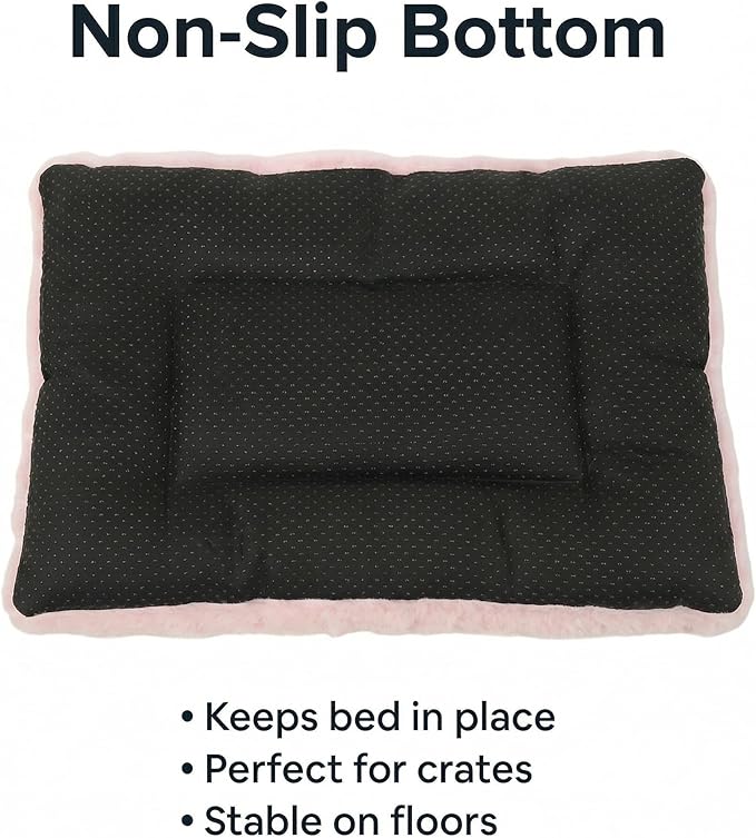 Dog Crate Bed 18x12 for Small Dogs,Washable Puppy Crate Mat with Non Slip Bottom,Soft Dog Crate Pad,Pink