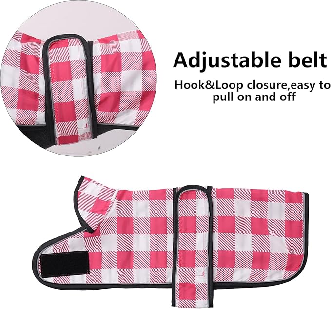 Dachshund Raincoat Corgi Raincoat Dogs Waterproof fit for Dachshunds Weiner Long Back Breeds with Reflective Stripe Great Coverage in Autumn Winter - Pink Plaid - L