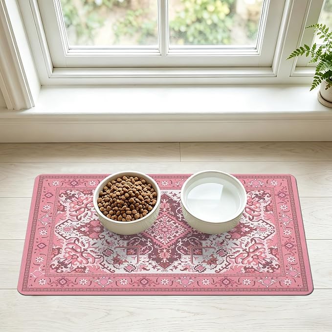 Pet Feeding Mat for Floors Waterproof Dog Mat for Food and Water Absorbent Quick Dry Non Slip mat for Cat Bowls