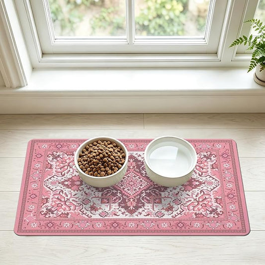 Pet Feeding Mat for Floors Waterproof Dog Mat for Food and Water Absorbent Quick Dry Non Slip mat for Cat Bowls