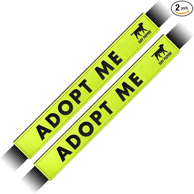 Tuff Pupper Waterproof Leash Sleeve | Fits Any Standard Size 1 Inch Wide Leash | Dual Sided Message | Durable Neoprene & Silicone | Odor & Stink Proof | Easy Secure On & Off (2 Pack, Adopt Me)