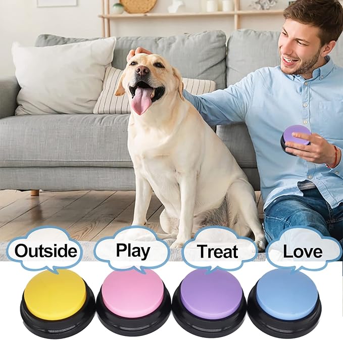 Recordable Dog Buttons 8 Color, Dog Buttons for Communication, Training Your Dog/Cat to Talk, Talking Pet Buttons, Dog Training Set, 30 Second Record & Clear Playback, Gift for Dogs/Cats