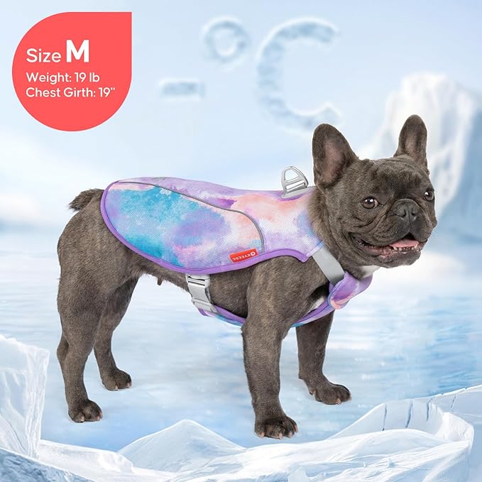 KYEESE Dog Cooling Vest, Breathable Mesh Dog Cooling Shirt for Medium Large Dogs with D-Ring, Sun Protection Reflective Dogs Cooler Jacket with Adjustable Buckle for Summer Hiking Walking, Purple, XL