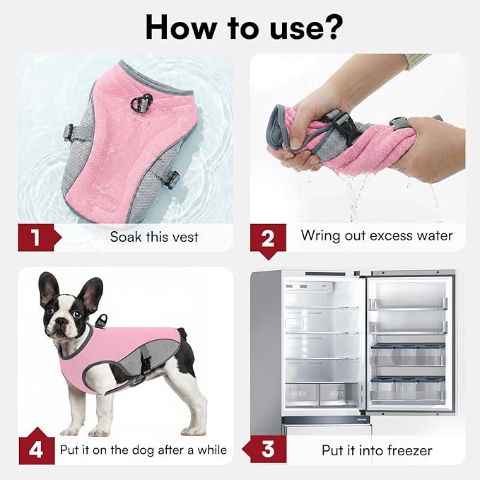 Dog Cooling Vest for Extra Large Dogs, Dog Cooling Jacket with Mesh and D Ring, Pet Reflective Stripe Cooler Coat for Hot Summer, Pink-3XL