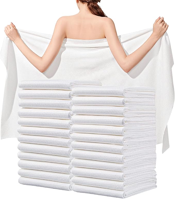 Disposable Bath Towels, 25 Pack 55" x 27.5" Ultra Soft, Quick Dry Disposable Body Towel, Portable Travel Towel for Hotel Camping Beach Swimming Gym Sauna Spa, Personal Care Pet Towels
