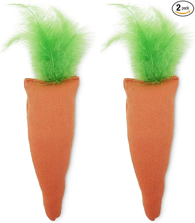 OurPet's 100-Percent North American Catnip Filled Carrot Cat Toy 24 Karat (Pack of 2)