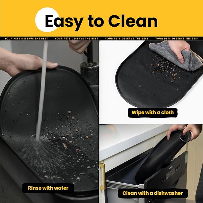 Conlun Dog Food Mat,Raised Edges Pet Food Mats for Spill Containment,BPA-Free Silicone Cat Dog Feeding Mat for Floor Waterproof,Rubber Pet Placemats for Food and Water Bowls 1/2 Inch