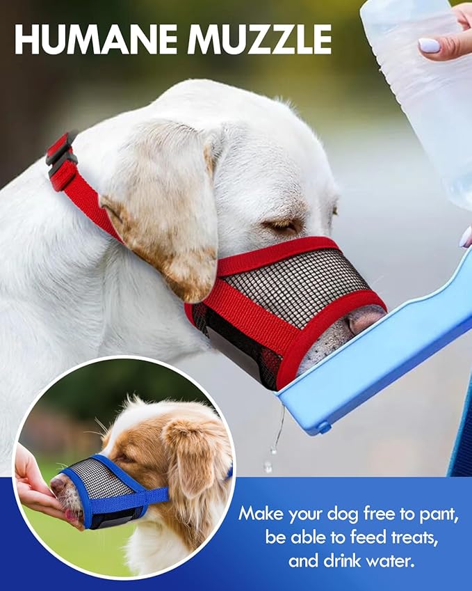 Dog Muzzle, Soft Air Mesh Muzzles for Extra Large Dogs, Breathable Dog Mussels for Scavenging Biting Licking & Barking, Adjustable Mouth Guard for Grooming, Allows Panting and Drinking (Red,XL)