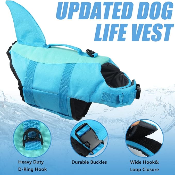 EMUST Large Dog Life Jacket, Pet Life Vests for Swimming, Small/Medium/Large Dog Flotation Vest with Rescue Handle for Water at Pool, Beach, Boating (XL,Pool Blue)