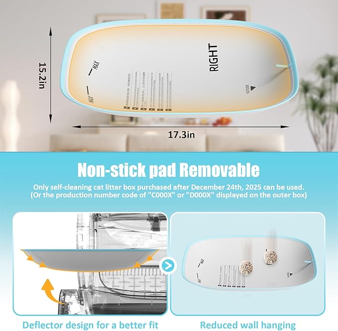 （2 Pack） DuckSky Waterproof Cat Litter Pad Replacement Part for 65L+9L Self Cleaning Litter Box, Leakproof Mat, Anti-Stick Accessory [Only Compatible with Orders Purchased After December 23, 2025]
